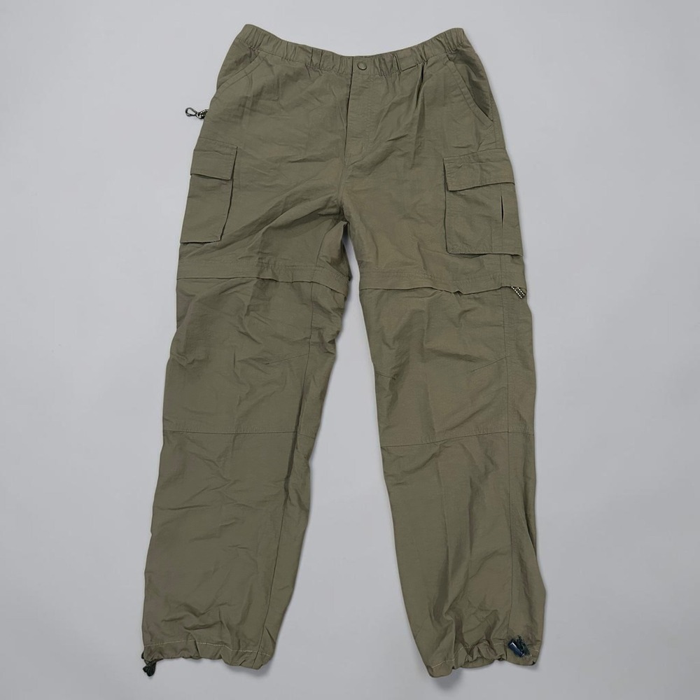 Lands End Womens M 10 Olive Green Convertible Hiking Cargo Pants Nylon Zip Off